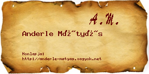 Anderle Mátyás névjegykártya